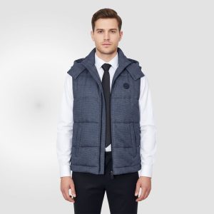 Mohher Gilet Pied De Puce Navy Blue