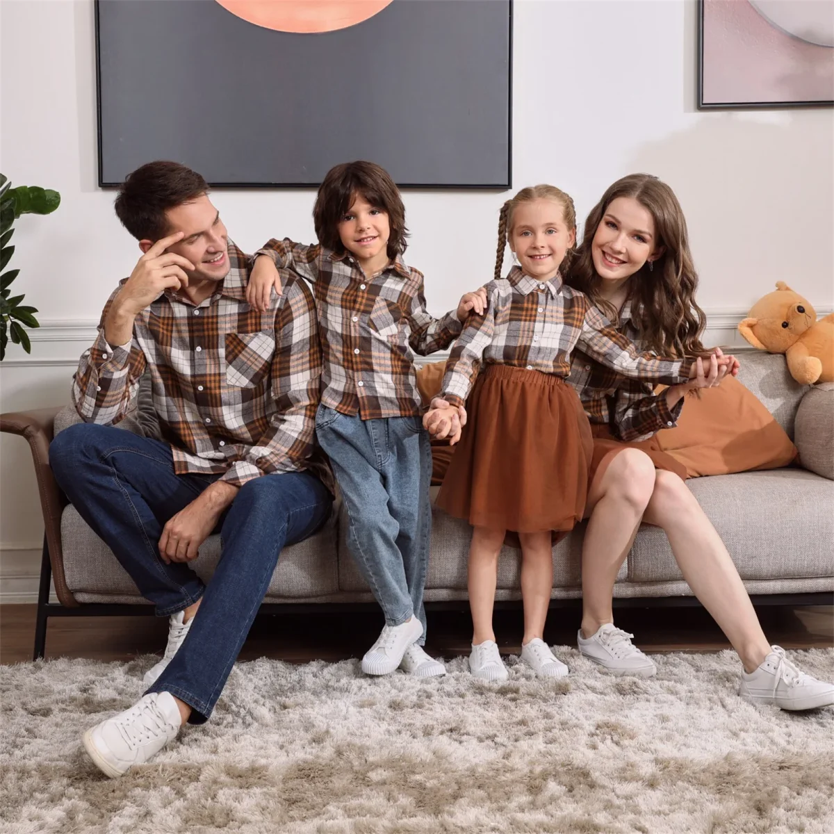 Vêtements Assortis à Carreaux Brun – Image 6