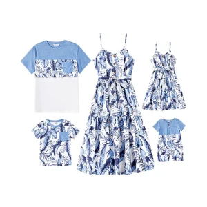 Tenue de Famille à Fleur Bleu