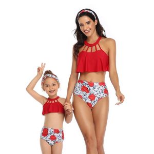 Maillot De Bain Mere Fille Coquelicot