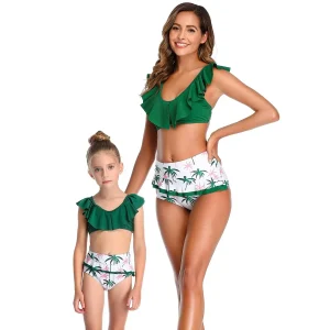 Maillot De Bain Mere Fille Vert